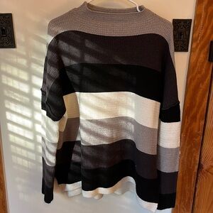 Striped Mock Neck Sweater